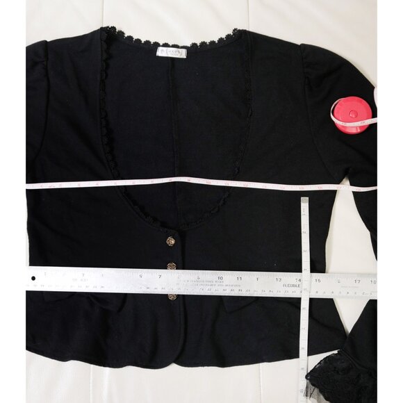 Black Lace Trim Cardigan 🦇 AXES FEMME - Picture 6 of 8